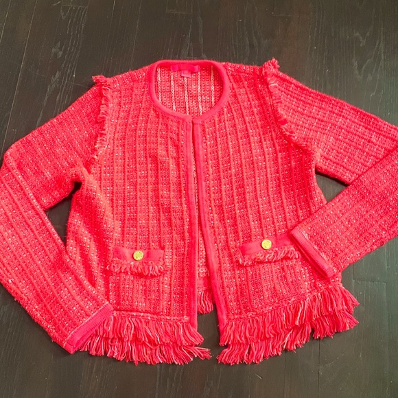 Sweater Cardigan Designer By Lilly Pulitzer In Red, Size: Xs